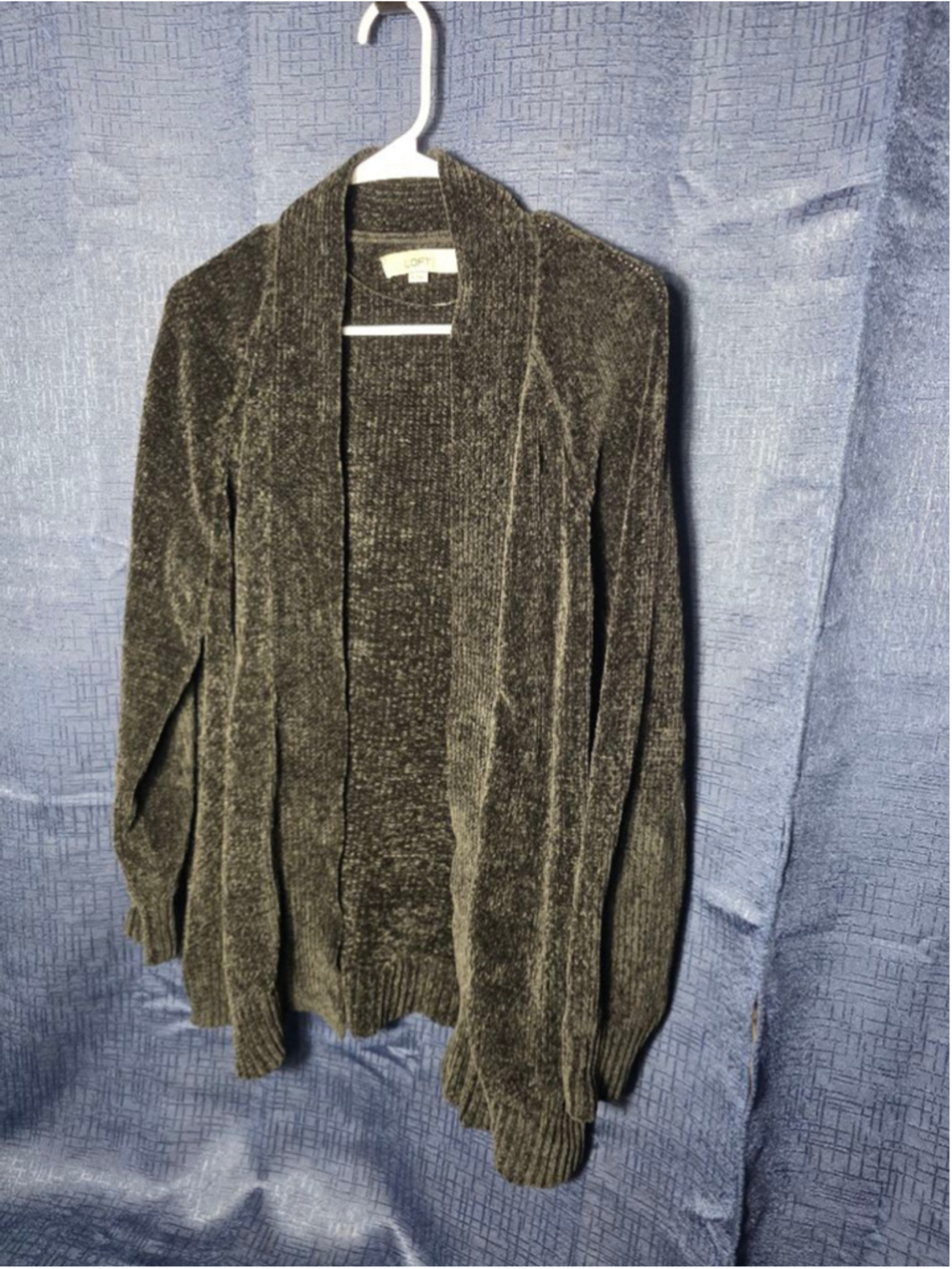 Women's LOFT Dark Grey Chenille Cardigan Sweater Size L